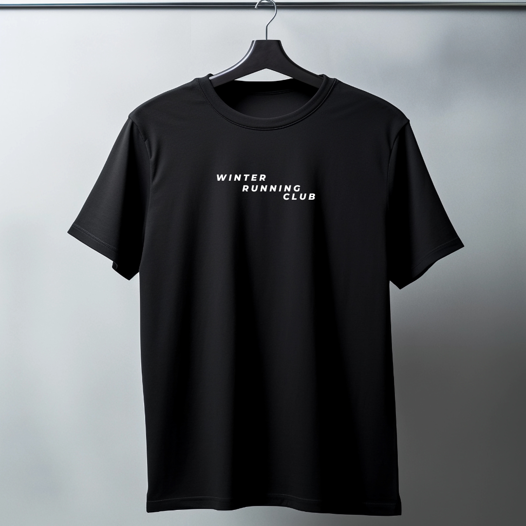 Pre-order: Winter Run Club - Unisex Dry fit Tshirt (BLACK)